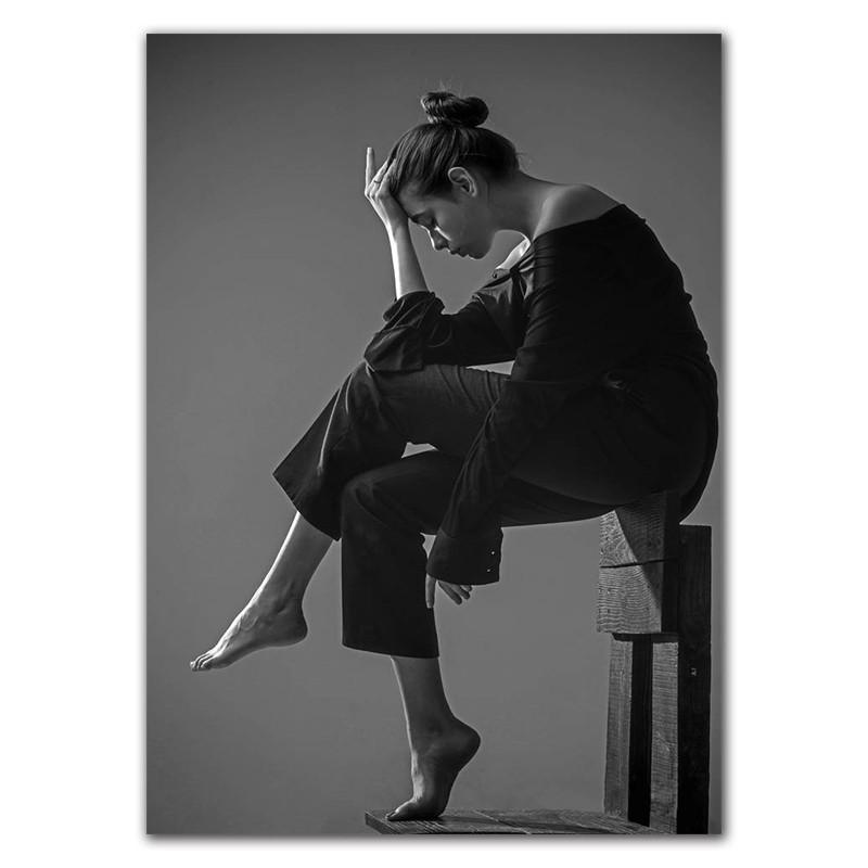 Элегантная балерина, черно-белый художественный постер, модная балетная девушка, винтажная картина, украшение для гостиной, спальни, дома, стены HD0073