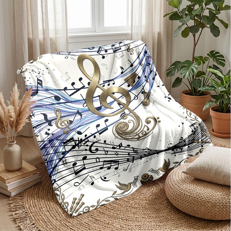 Music Notes Harmony 2 Theme blanket Lightweight Warm Flannel Blanket Decorative Throw Blanket for Home Decoration