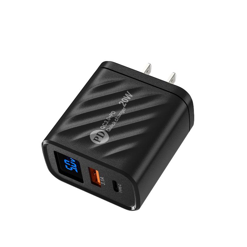 PD Type-C USB Быстрая зарядка 3.0 Настенное зарядное устройство для телефона 20 Вт Быстрая зарядка Цифровой дисплей Адаптер зарядного устройства