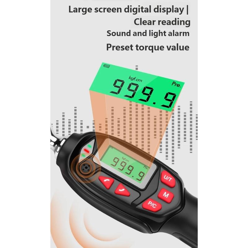 Набор динамометрических ключей 32 шт./компл. с цифровым дисплеем и различными битами для обслуживания мотоциклов, квадрат 1/4 дюйма