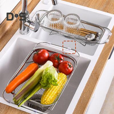 Сливная корзина Дуршлаг для раковины Прочный несущий телескопический сито с выдвижными ручками Ситечко для овощей и фруктов
