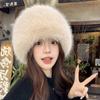 Winter Plush Mongolian Hat Fluffy Faux Fur Bucke Girls Women Thick Fluffy Fur Ear Protection Cap Warm Fashion Simple Windproof