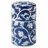 Hasami ware, Eisen kiln, toothpick holder with lid, diameter 4cm, dark arabesque pattern, blue, 142437