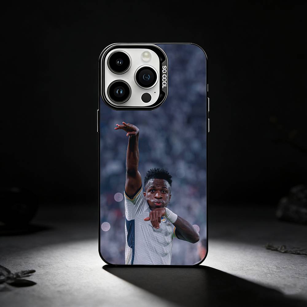 Football Player V-VINI J-JR Phone Case For iPhone 17,16,15,14,13,12,11 Plus,Pro Max,XS,Colored silver phone case