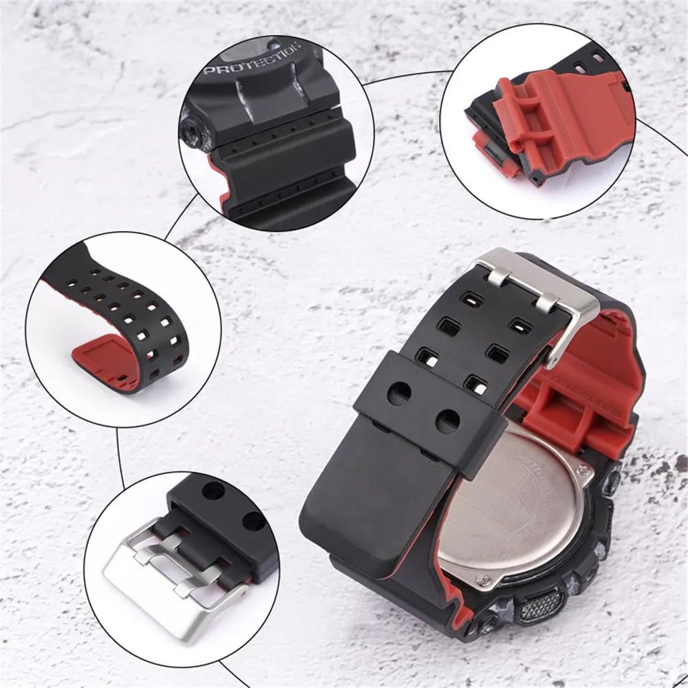 Ремешок для Casio G-Shock GA-100/110/120/150/300/400/700 GD-100/110/120 G-8900 GLS-100 Силиконовый Полимерный Ремешок для Часов Аксессуары 16 мм