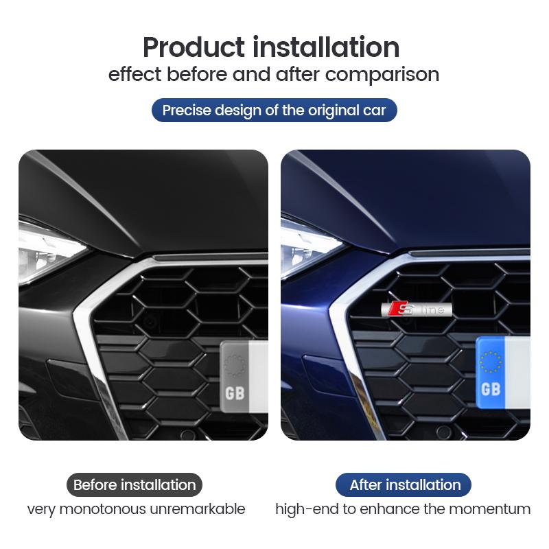 S Line Logo Auto Front Grille Badge Sticker Metal S Line Emblem For Quattro For hot S A3 A4 B8 8P 8V B6 A5 A6 C7 Q5 B9 B7 C6 A1