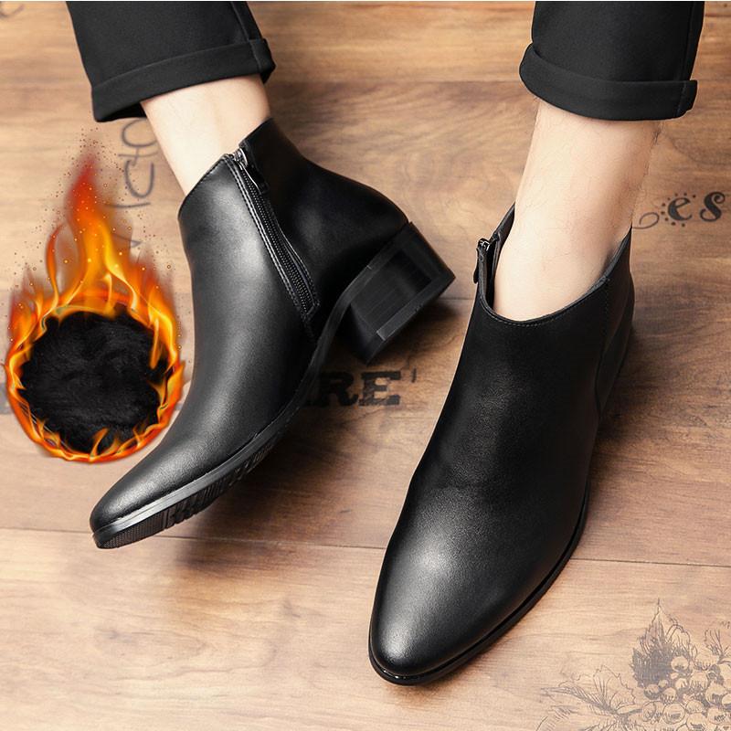 Зимние ботинки «челси», мужская обувь из натуральной кожи, мужские ботильоны, модная брендовая деловая мужская обувь, теплые ботинки «челси»