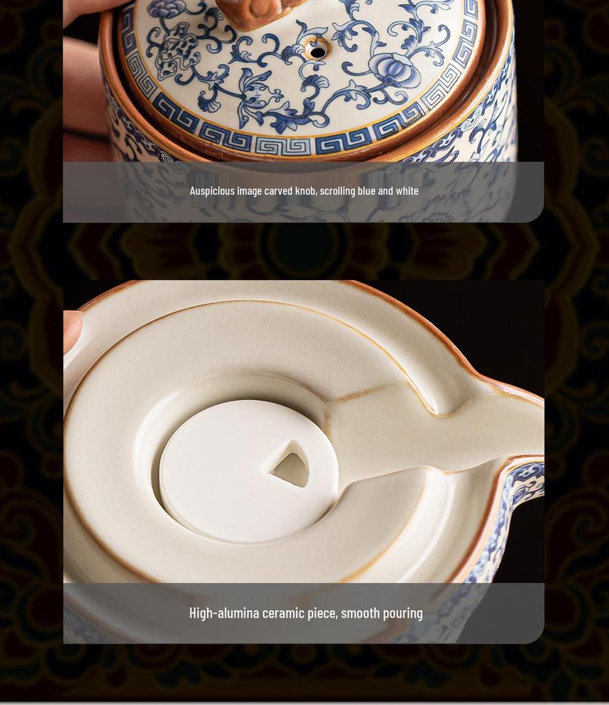 Роскошный автоматический чайный набор Kiln Blue & White Lotus - Подарок для руководителей и старших