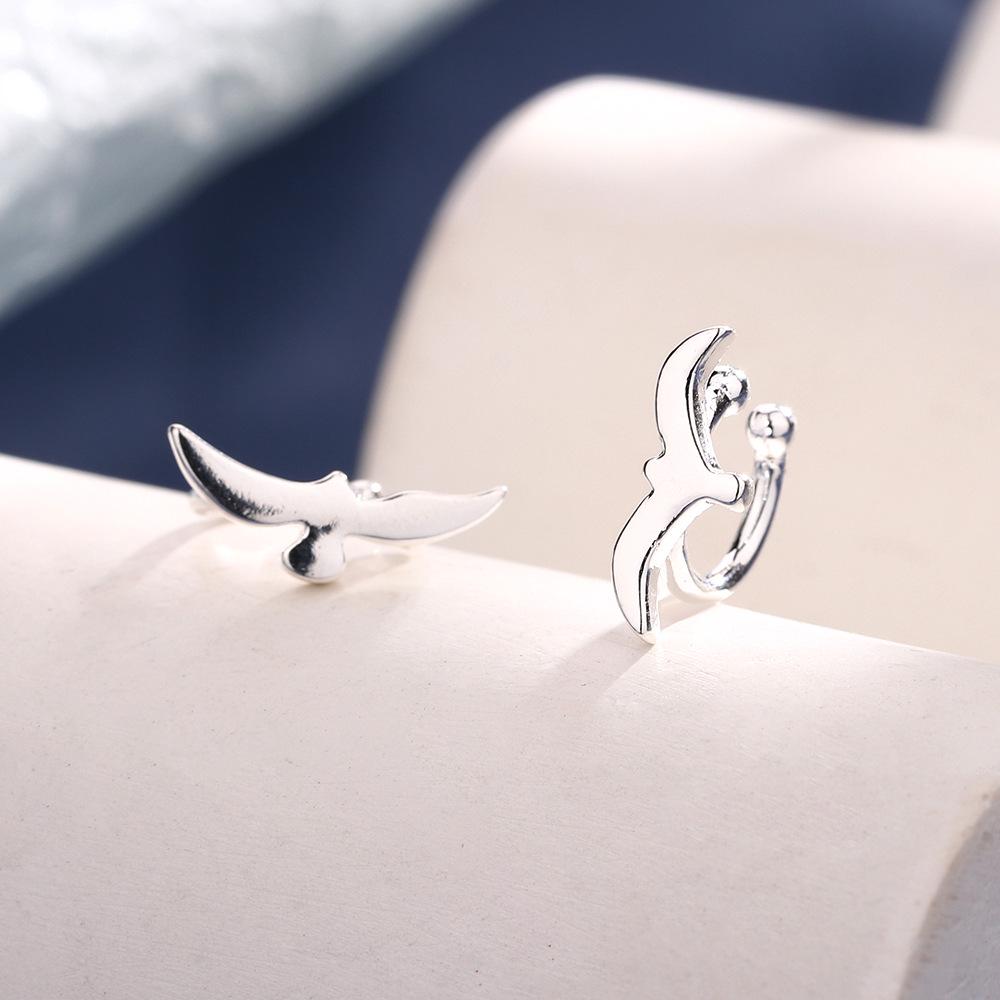Асимметричный клипс-серьга "Чайка" - Без прокола, Минималистичный стиль Серьга-кафф "Ласточка" для хряща уха