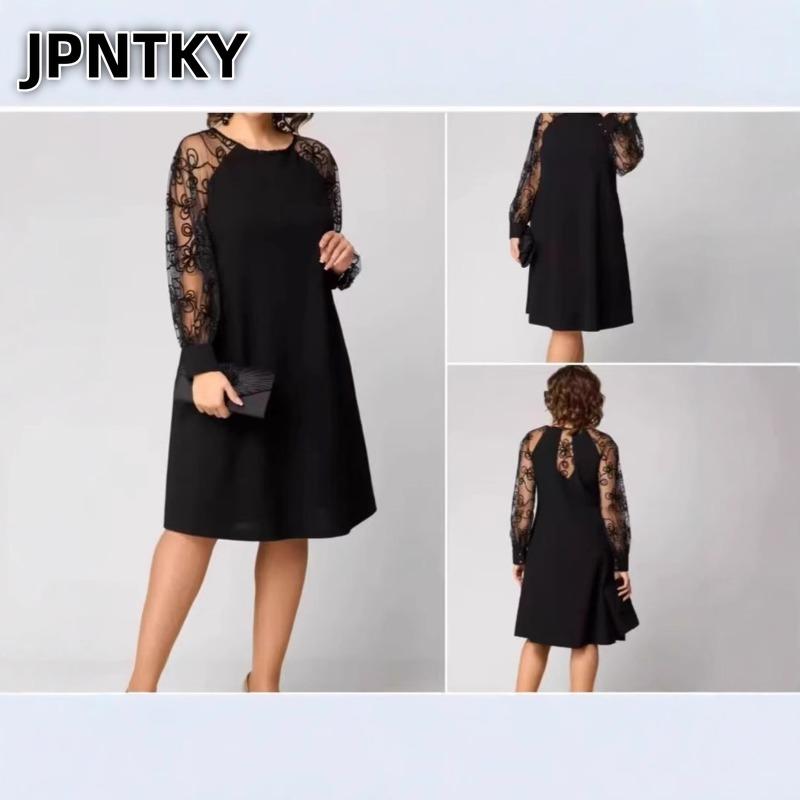 Женские модные повседневные платья JPNTKY однотонные с принтом, с длинным рукавом и V-образным вырезом
