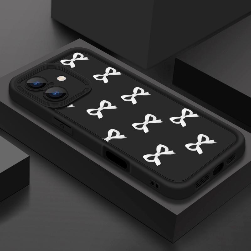 Матовый чехол для телефона TPU с бантом для iPhone 16 Pro Max 15 Pro 14 Plus 13 12 11 XS XR 8 7, защита линз, противоударный мягкий силиконовый чехол-бампер