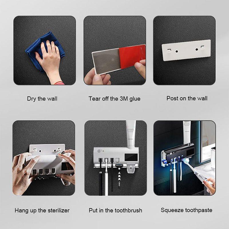 Стерилизатор для зубных щеток с солнечной энергией, автоматический дозатор зубной пасты