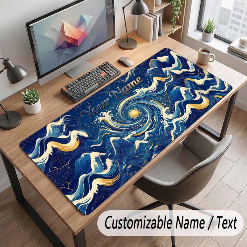 Octopus Sea Life Theme Customized Mouse Pad Personalized Print Name Text Desk Mat For Home Office Table Decor