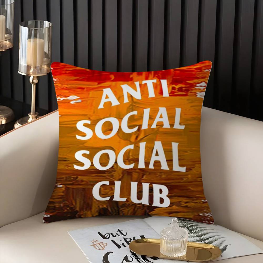 A-Anti Social S-Social Club Наволочка для дома общежития спинки стула короткий плюш двусторонняя печать офиса подушка для дневного сна