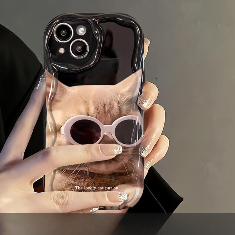 Подходит для чехла для мобильного телефона Apple 14promax, парный, для iPhone 13, милый и крутой, с солнцезащитными очками, кошка и собака, 11/12 Mini, противоударный