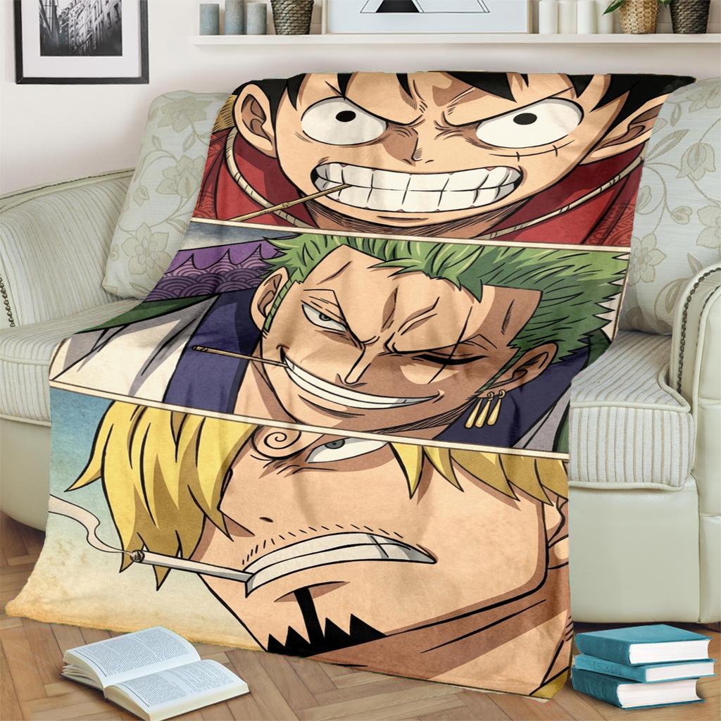 Warm Flannel Blanket "ONE PIECE" Cartoon Design for Sofa, Bed and Picnic