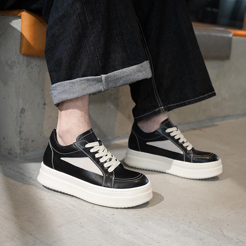 Модная мужская повседневная обувь из натуральной кожи, для отдыха, ходьбы, скейтбординга, на толстой подошве, мужские кроссовки для улицы