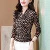 Autumn New Long-sleeved T-shirt Women's Print Leopard Print Foreign Style Thin Top Women's Bottoming Shirt