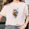 Graffiti Splattered Sunflower Butterfly Creative Pattern Boy Girl T-shirt Street Tees Oversize