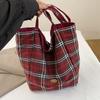 Casual Relaxation Large-capacity Bag Women's 2025 New Autumn and Winter Canvas Plaid Shoulder Bag Double-sided Tote Bag