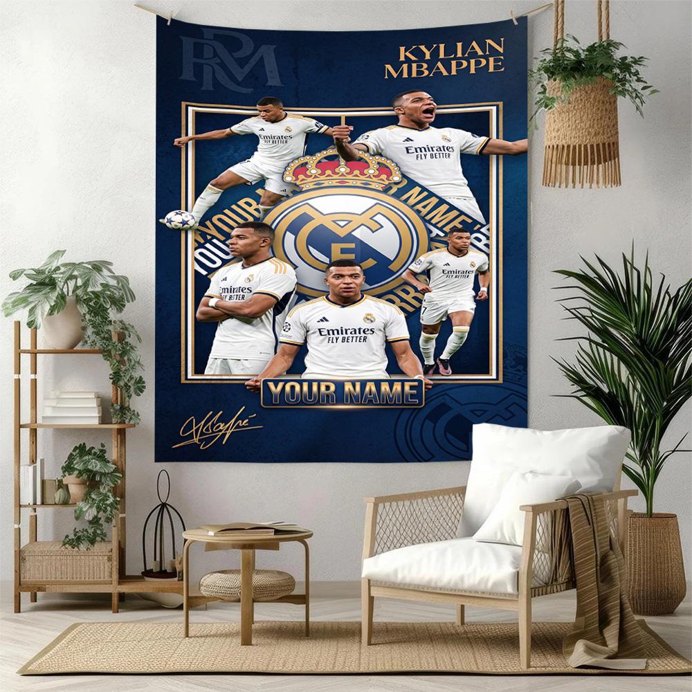 Mbappe Custom Your Name Wall Decor Tapestry Art For Pet Memorial Birthdaywedding Party Backdrop Family Gift