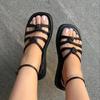 Fashion Ankle Straps Women Flats Sandals Beach Shoes for Women's Classic Buckle Rubber Ladies Sandals Solid Luxury Women Sandal 2024 New