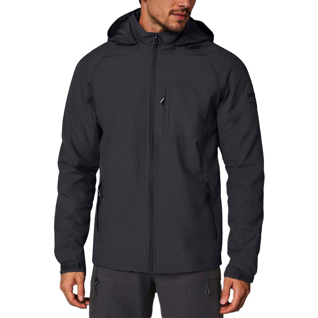 Мужская куртка на молнии, повседневная куртка с длинными рукавами и капюшоном на молнии