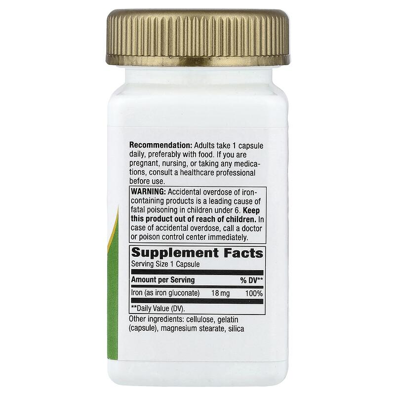 Iron, 18 mg, 100 Capsules