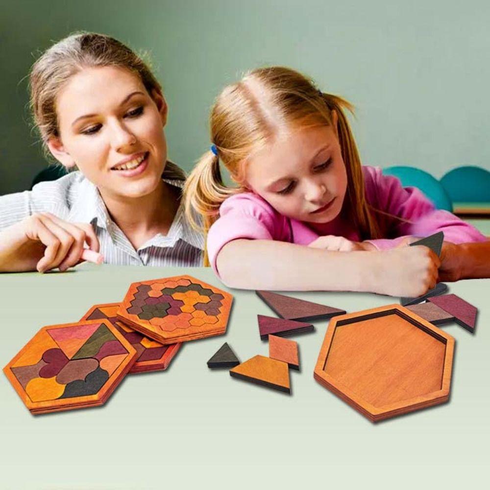 Challenges Wooden Tangram Puzzle Interactive Jigsaw Puzzle Board Boys Girls