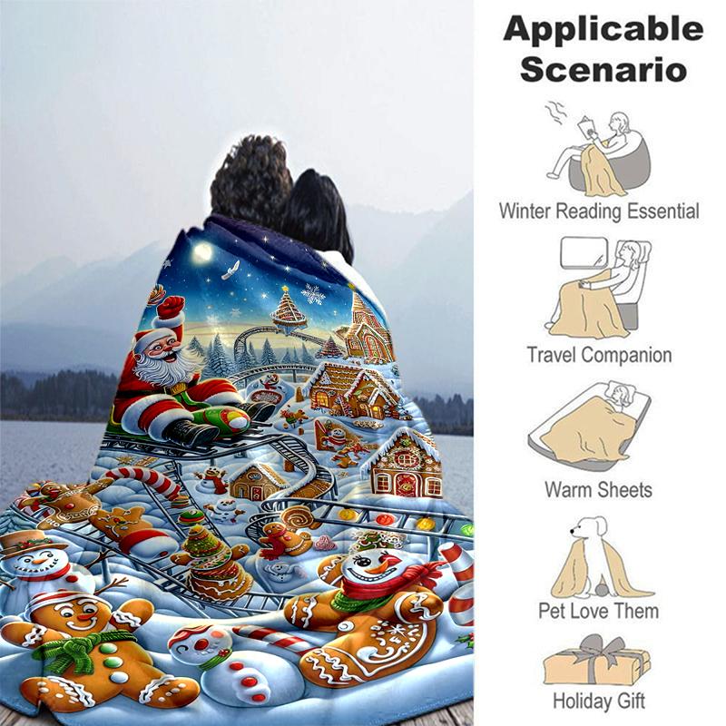 1Pc Santa'S Winter Wonderland Blanket Soft And Comfortable Casual Warm Camping Travel Christmas Halloween Gift M921251