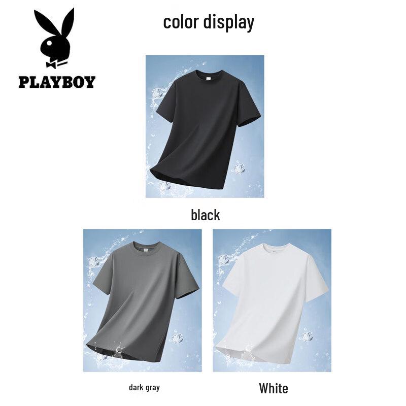 PLAYBOY Мужская хлопковая футболка с коротким рукавом, тяжелая, 2026