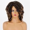 MISSQUEEN Парик Короткий вьющийся плетеный парик Подходит для чернокожих женщин Боковая часть Синтетический витой парик с челкой Боковая часть Градиент Коричневый