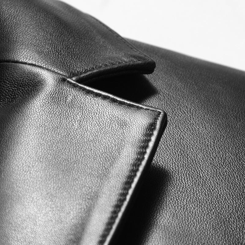 Мужская куртка из натуральной кожи с костюмным воротником, осенне-зимнее тонкое пальто, новая кожаная куртка мужская из натуральной кожи