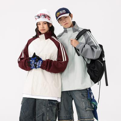 Куртка с воротником-стойкой, подходящая по цвету, молодежная, ранняя осень, новая корейская версия, свободная повседневная ветрозащитная куртка, мужская