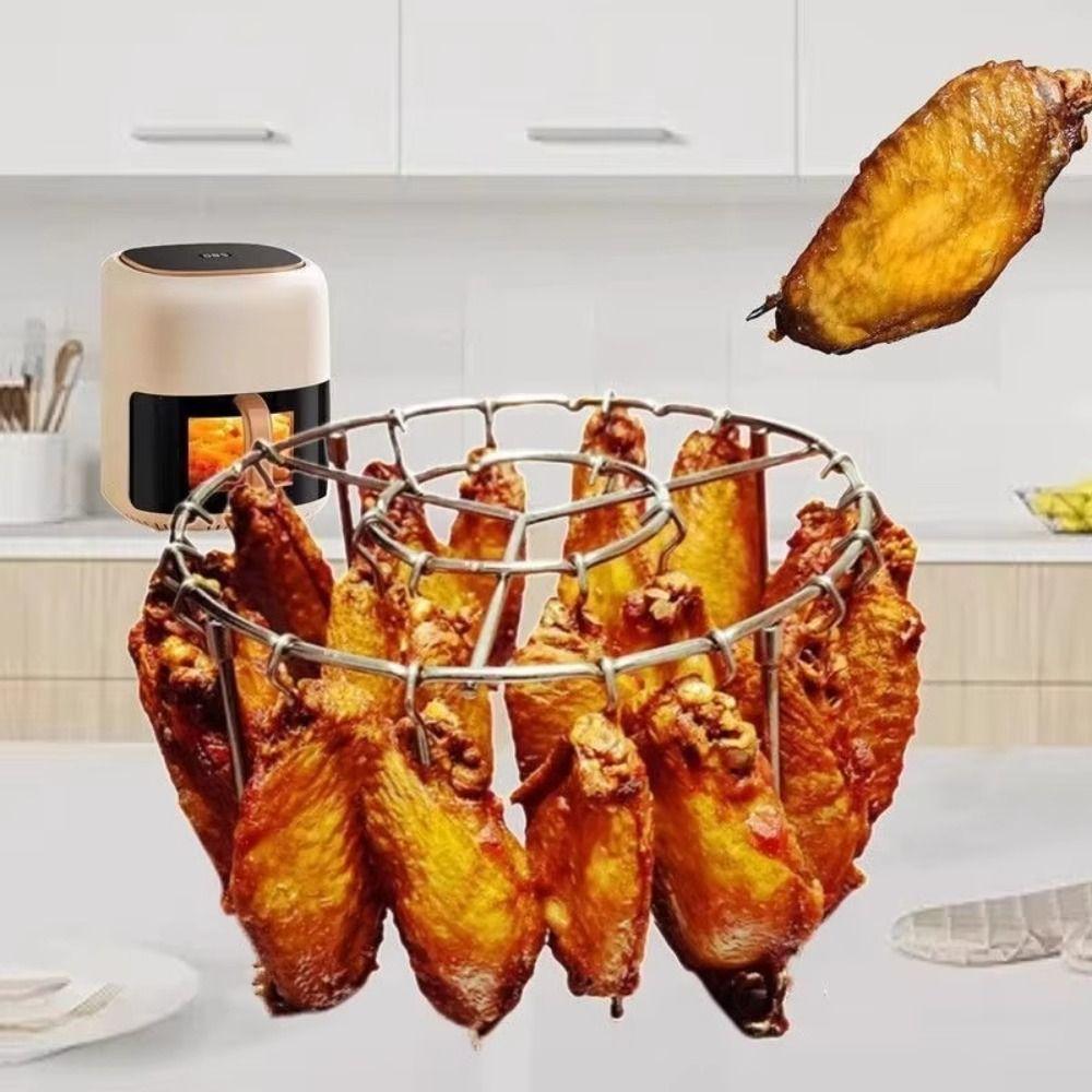 Heat-Resistant Air Fryer Skewer Stand Stainless Steel Skewers Rack Home Kitchen