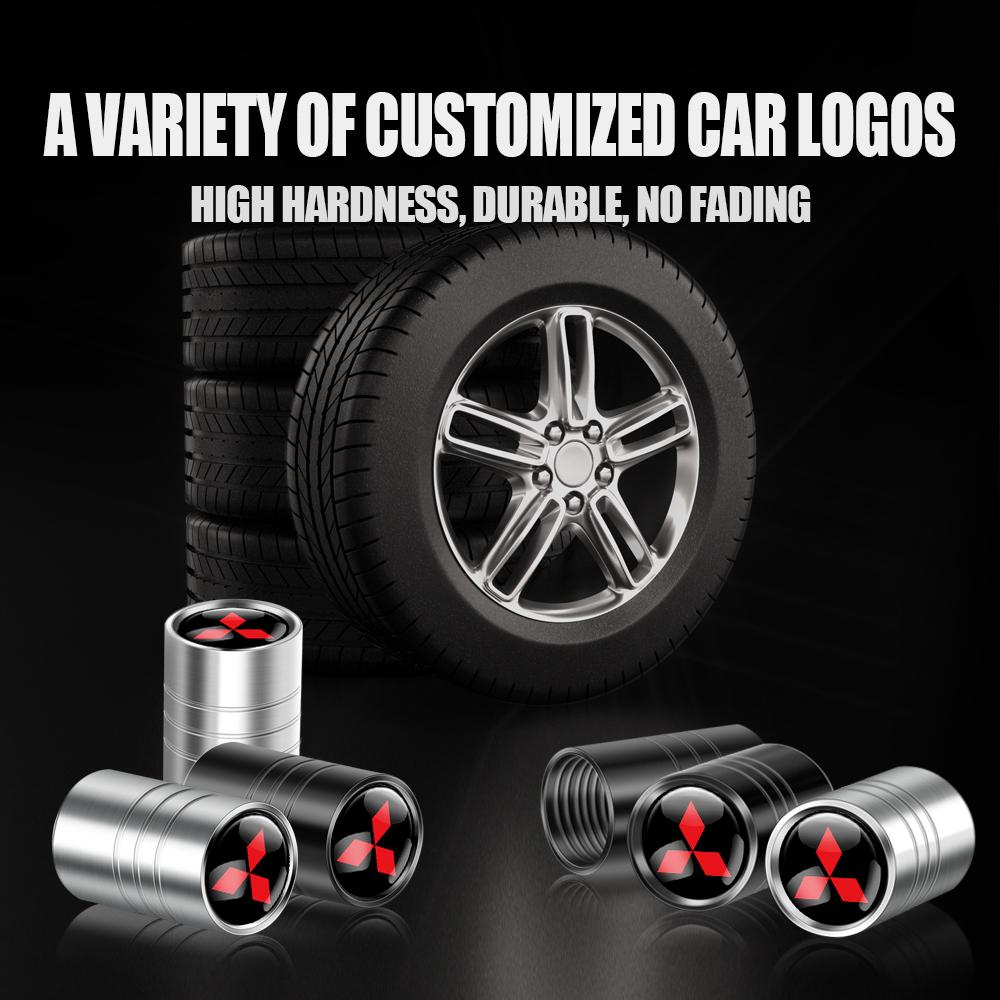 4Pcs 3D Metal Car Wheel Tire Valve Caps Air Stem Covers Auto Protect Accessories For Mitsubishi 9 Ralliart X EX L200 Pajero Colt