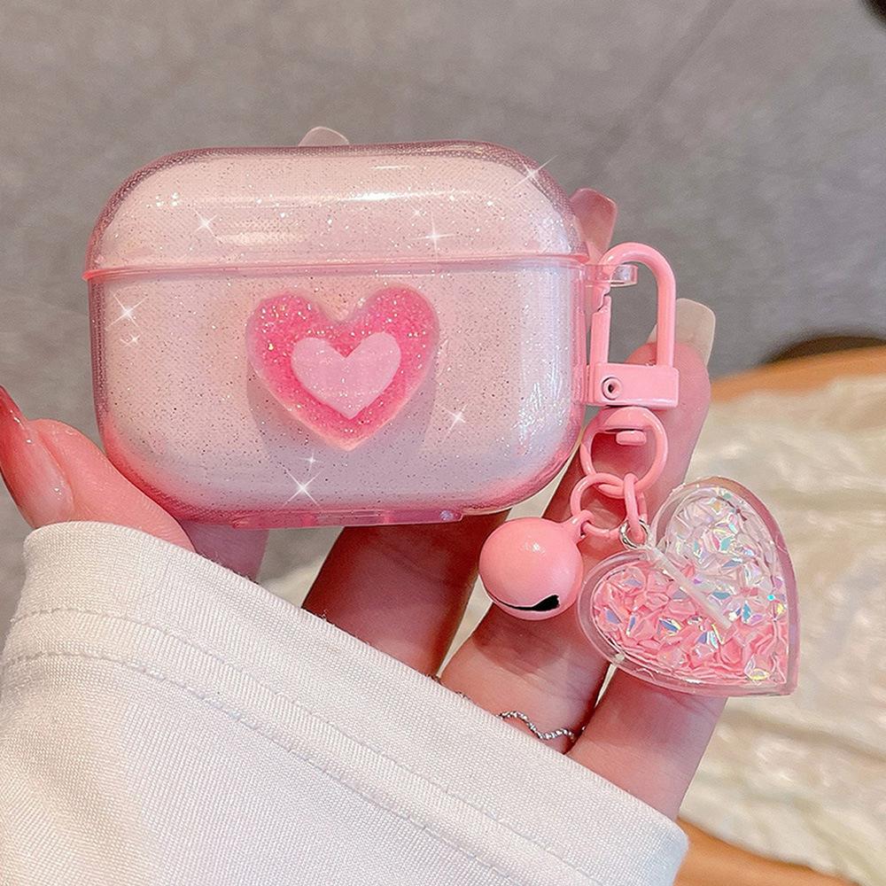 AirPods pro1 блестящее сердце кристалл яблоко 1-го поколения чехол для Bluetooth-гарнитуры для AirPods 1 /1/1P