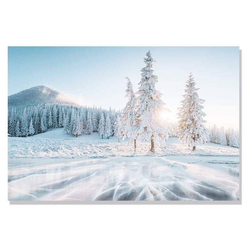 Flower Lake Snow Owl Deer Forest Landscape Winter Wall Art Canvas Painting Nordic Posters And Prints Wall Pictures Home Decor