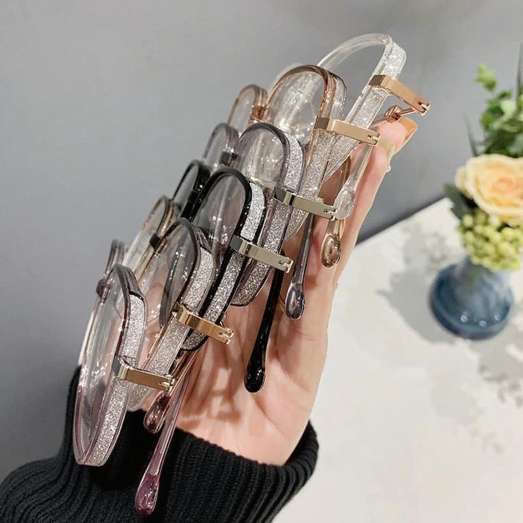 D Letter Legs Pochromic Near Sight Glasses for Women Oversized Sparkling Frame Eyewear Outdoor UV Protection Sunglasses -4.0