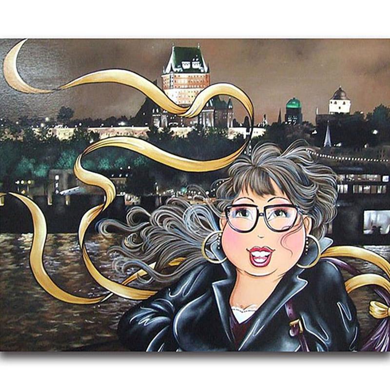Полный круглый бриллиант 5D DIY сексуальная женская алмазная живопись мультфильм толстая леди Алмазная вышивка крестиком мозаика домашний декор