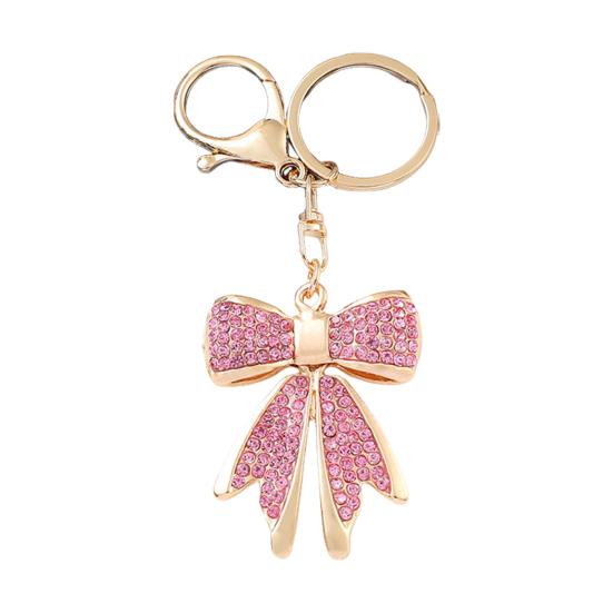 Women Rhinestone Bow Keychain Sparkling Bow Bag Charm Faux Crystal Key Chain