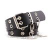Women Punk Chain Fashion Belt Adjustable Double/Single Row Hole Eyelet Waistband with Eyelet Chain D