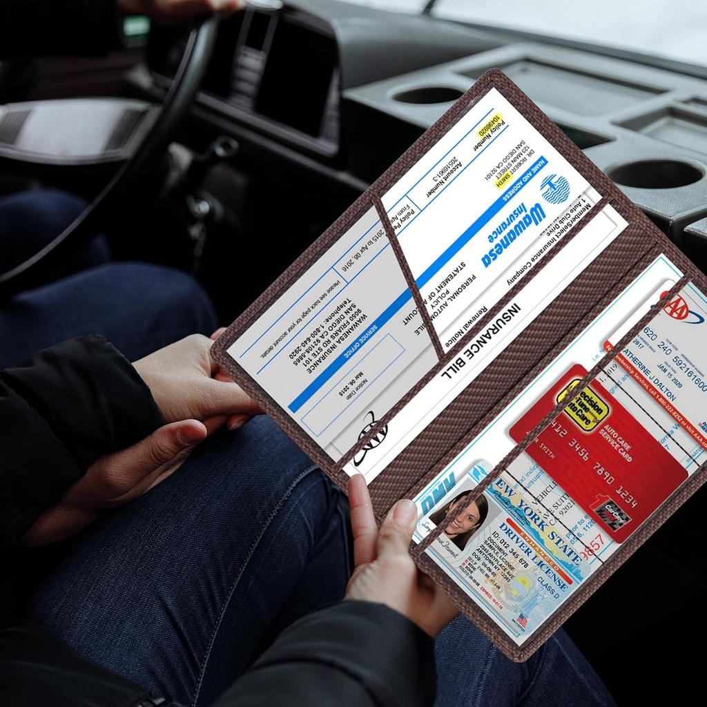 TOURSUIT Держатель для регистрационных документов и страхового полиса автомобиля, Органайзер для перчаточного ящика для документов на транспортное средство, Необходимый кошелек-кейс для водителя Авто