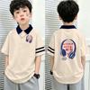 Boys' Cotton Color Block Polo Shirt - 2026 Summer Patchwork Lapel T-shirt for Medium & Large Children