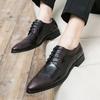 Large Size Men's Shoes Polished Casual Leather Shoes Retro Trend Outer Wear Lace-up Flats Solid Color Low-top Pointed Shoes