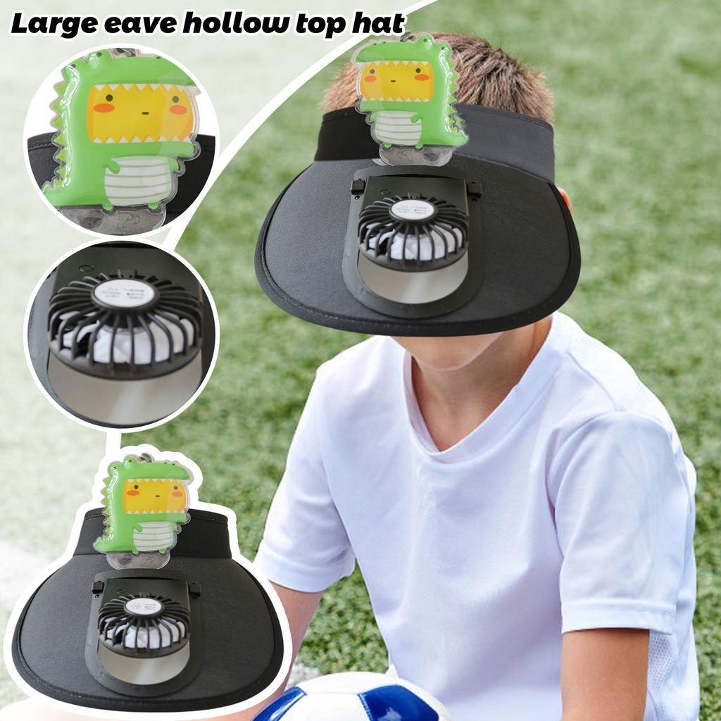 Outdoor Sun Visor Hats With Fan Cute Kids Visor Sun Caps Breathable Cooling Headwear Large Area Protection Personal Cool Devices