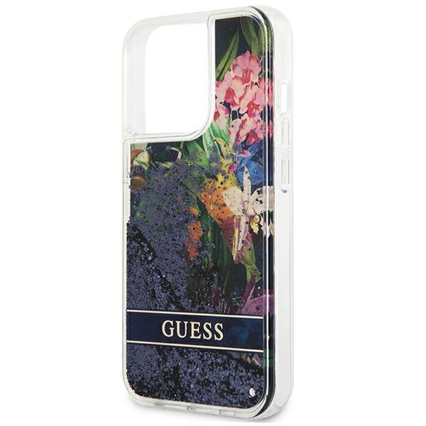 Guess Guhcp13Llflsb Iphone 13 Pro / 136,1 Niebieski/Blue Hardcase Flower Liquid Glitter