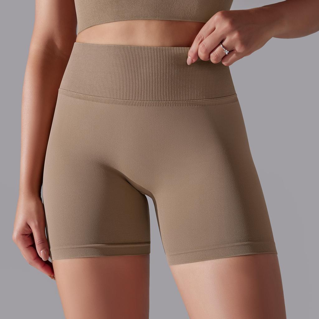 Auroth бесшовные вязаные шорты на бедрах женские шорты с высокой талией для живота и йоги однотонные спортивные шорты для бега и фитнеса