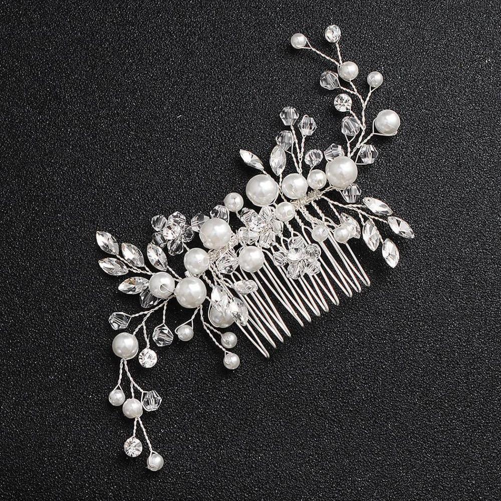 Pearls Rhinestone Leaves Wedding Hairstyles Jewelry Bridal Tiaras Hairbands Girls