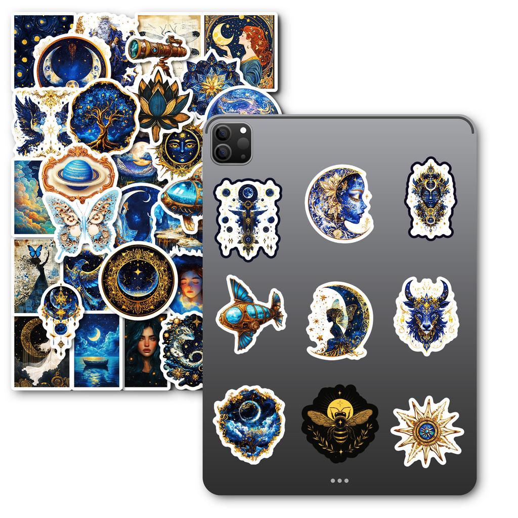 50 Personalized Black Starry Sky Universe Myth Graffiti Stickers DIY Trolley Suitcase Helmet Mobile Shell Refrigerator